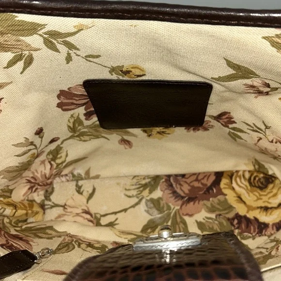 Brighton EUC Raffia Green Woven/Brown Leather Shoulder Bag - Picture 14 of 16